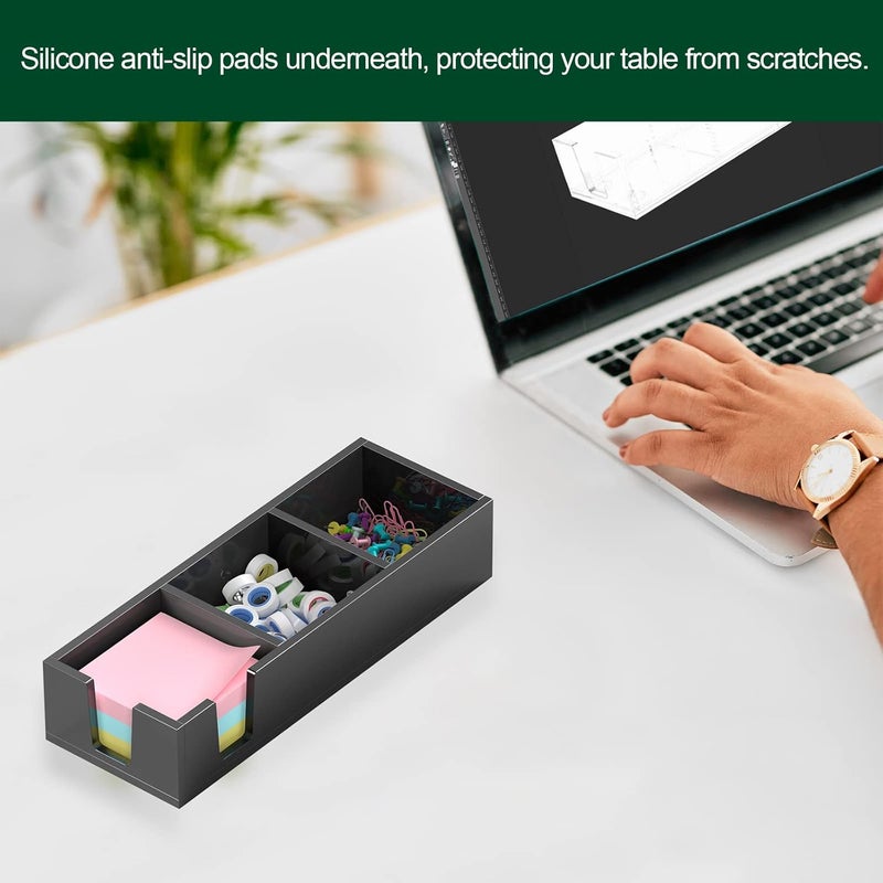 BOSSCASA Acrylic Sticky Note Holder, Self-Stick Note Pad Holder W/O Pads - Note Dispenser Memo Pad Holder Desk Organizer for School Office Home (3''x3'' 3IN1 Black) - Image 5
